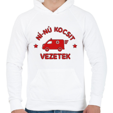 PRINTFASHION Ní-nú kocsi - Férfi kapucnis pulóver - Fehér