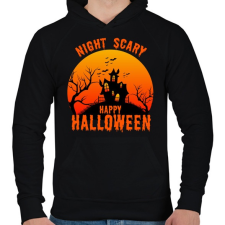 PRINTFASHION Nigh Scary Halloween - Férfi kapucnis pulóver - Fekete férfi pulóver, kardigán