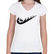PRINTFASHION nike márkaparódia fekete - Női V-nyakú póló - Fehér