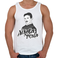 PRINTFASHION Nikola Tesla - Férfi atléta - Fehér atléta, trikó