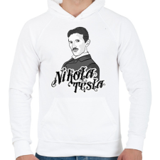 PRINTFASHION Nikola Tesla - Férfi kapucnis pulóver - Fehér férfi pulóver, kardigán