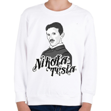 PRINTFASHION Nikola Tesla - Gyerek pulóver - Fehér gyerek pulóver, kardigán