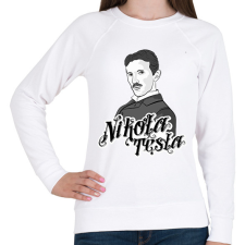 PRINTFASHION Nikola Tesla - Női pulóver - Fehér női pulóver, kardigán