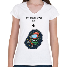 PRINTFASHION Nincs elég hely - Női V-nyakú póló - Fehér női póló