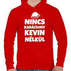 PRINTFASHION NINCS KARÁCSONY KEVIN NÉLKÜL - Férfi kapucnis pulóver - Piros