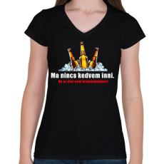 PRINTFASHION Nincs kedvem inni - Női V-nyakú póló - Fekete