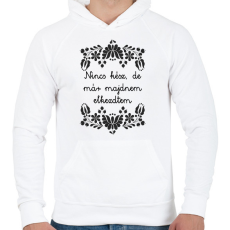 PRINTFASHION Nincs kész, de már majdnem elkezdtem - Férfi kapucnis pulóver - Fehér