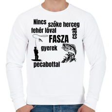 PRINTFASHION Nincs szőke herceg fehér lóval csak fasza gyerek pecabottal - Férfi pulóver - Fehér