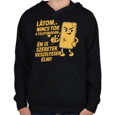 PRINTFASHION Nincs tok a telefonodon - Gyerek kapucnis pulóver - Fekete gyerek pulóver, kardigán