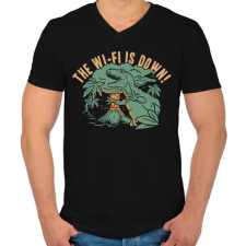 PRINTFASHION Nincs wifi - Férfi V-nyakú póló - Fekete férfi póló