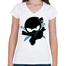 PRINTFASHION Ninja Kidz - Női V-nyakú póló - Fehér