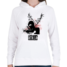 PRINTFASHION ninja - Női kapucnis pulóver - Fehér női pulóver, kardigán