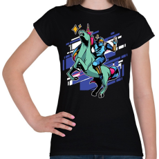 PRINTFASHION Ninja unikornis - Női póló - Fekete
