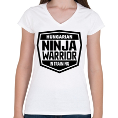 PRINTFASHION Ninja Warrior - Női V-nyakú póló - Fehér