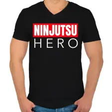 PRINTFASHION NINJUTSU HERO - Férfi V-nyakú póló - Fekete férfi póló