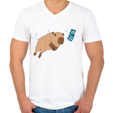 PRINTFASHION Nirvana capybara - Férfi V-nyakú póló - Fehér férfi póló