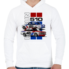 PRINTFASHION Nissan Datsun 510 - Férfi kapucnis pulóver - Fehér férfi pulóver, kardigán