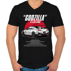 PRINTFASHION Nissan GTR R35 Nismo - Férfi V-nyakú póló - Fekete