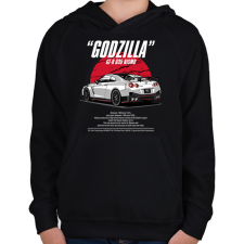 PRINTFASHION Nissan GTR R35 Nismo - Gyerek kapucnis pulóver - Fekete gyerek pulóver, kardigán