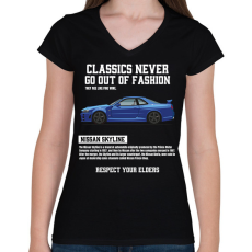 PRINTFASHION Nissan Skyline - Női V-nyakú póló - Fekete