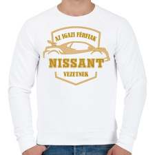 PRINTFASHION Nissan sofőr - Férfi pulóver - Fehér férfi pulóver, kardigán