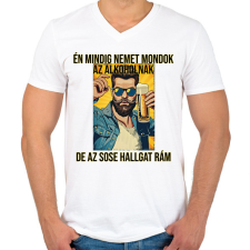 PRINTFASHION No Alcohol  - Férfi V-nyakú póló - Fehér férfi póló