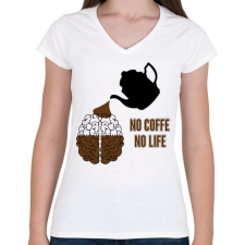 PRINTFASHION no coffe - Női V-nyakú póló - Fehér női póló