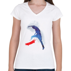 PRINTFASHION No comply - Női V-nyakú póló - Fehér