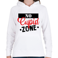 PRINTFASHION No Cupid zone - Női kapucnis pulóver - Fehér női pulóver, kardigán