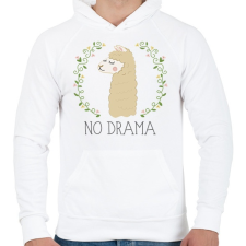 PRINTFASHION No Drama Lama - Férfi kapucnis pulóver - Fehér férfi pulóver, kardigán