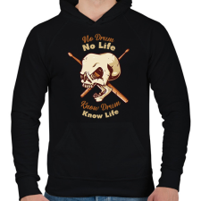 PRINTFASHION No Drum, No Life - Férfi kapucnis pulóver - Fekete férfi pulóver, kardigán