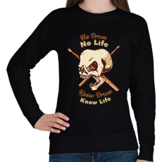 PRINTFASHION No Drum, No Life - Női pulóver - Fekete