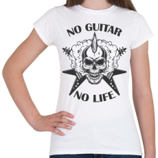 PRINTFASHION No guitar, No life - Gitáros koponya - Női póló - Fehér
