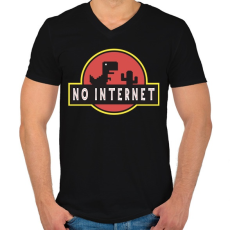PRINTFASHION No internet - Férfi V-nyakú póló - Fekete
