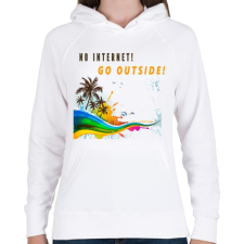 PRINTFASHION NO INTERNET GO OUTSIDE - Női kapucnis pulóver - Fehér női pulóver, kardigán