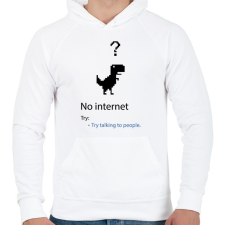 PRINTFASHION No internet - Try talk to people - Férfi kapucnis pulóver - Fehér férfi pulóver, kardigán