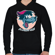 PRINTFASHION No, megállj csak! - Férfi kapucnis pulóver - Fekete férfi pulóver, kardigán