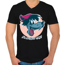 PRINTFASHION No, megállj csak! - Férfi V-nyakú póló - Fekete