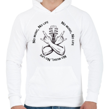 PRINTFASHION No music, No life - Gitáros minta - Férfi kapucnis pulóver - Fehér női pulóver, kardigán