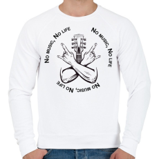 PRINTFASHION No music, No life - Gitáros minta - Férfi pulóver - Fehér