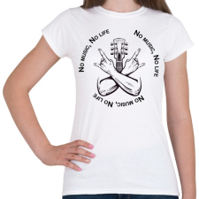 PRINTFASHION No music, No life - Gitáros minta - Női póló - Fehér női póló