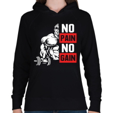 PRINTFASHION No Pain No Gain - Női kapucnis pulóver - Fekete női pulóver, kardigán