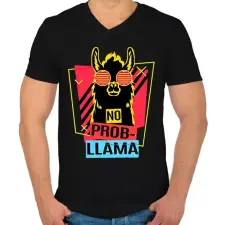 PRINTFASHION No prob-llama - Férfi V-nyakú póló - Fekete férfi póló