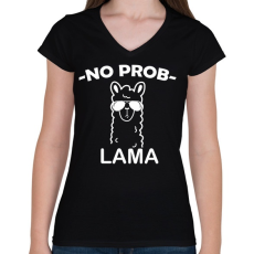 PRINTFASHION No problama - Női V-nyakú póló - Fekete