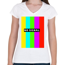 PRINTFASHION no signal - Női V-nyakú póló - Fehér