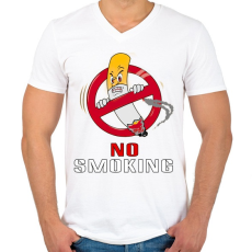 PRINTFASHION no smoking - Férfi V-nyakú póló - Fehér