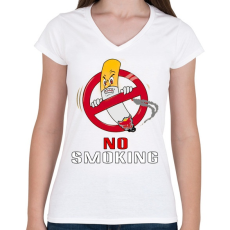 PRINTFASHION no smoking - Női V-nyakú póló - Fehér