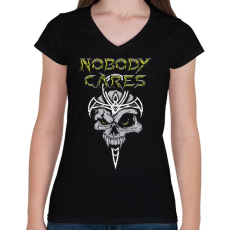 PRINTFASHION Nobody cares - Női V-nyakú póló - Fekete