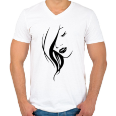 PRINTFASHION Női arc - fekete - Férfi V-nyakú póló - Fehér