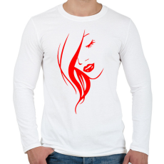 PRINTFASHION Női arc - piros - Férfi hosszú ujjú póló - Fehér